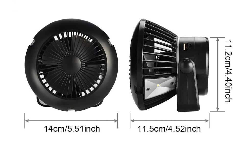 Dimensions of Solar Powered Fan For Camping